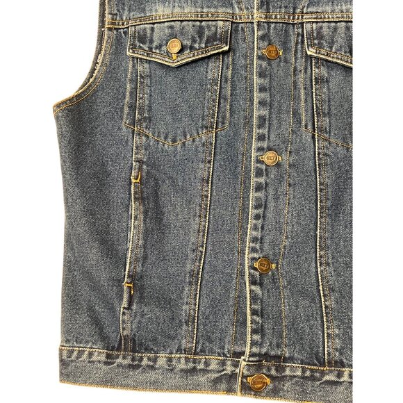 Orbit X Women's Size 12/14 Denim Vest Button-up Dragon Embroidery 100% Cotton - Picture 4 of 16